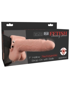 7" Hollow Rechargeable Strap-on with Balls