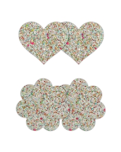 PRETTY PASTIES HEART AND FLOWER GLOW 2 PAIR