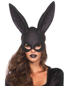 Glitter Masquerade Rabbit Mask Black