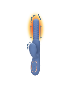 Warming Rotating Beads and Thrusting Rabbit Vibrator - Blue Nova