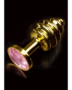Kuldne metallist ribiline anaaltapp roosa kiviga